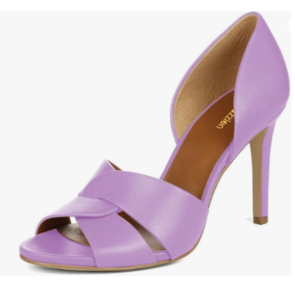 Pazzion Lavender Open Almond Toe High Heeled D'orsay Slip On Two Pieces Sandals